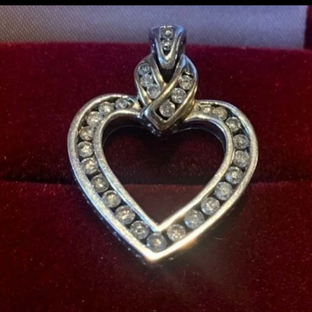 Elegant Silver Heart Pendant with Crystals